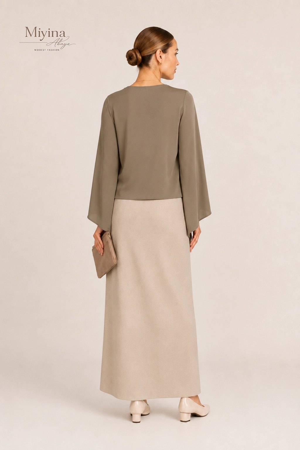 Miyina Wholesale Wrap Skirt White Pepper Custom Clean Elongated Silhouette Muslim Manufacturer