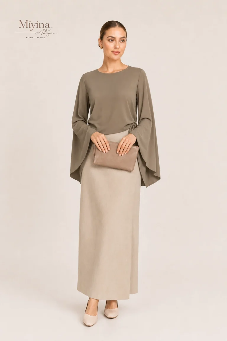 Miyina Wholesale Wrap Skirt White Pepper Custom Clean Elongated Silhouette Muslim Manufacturer