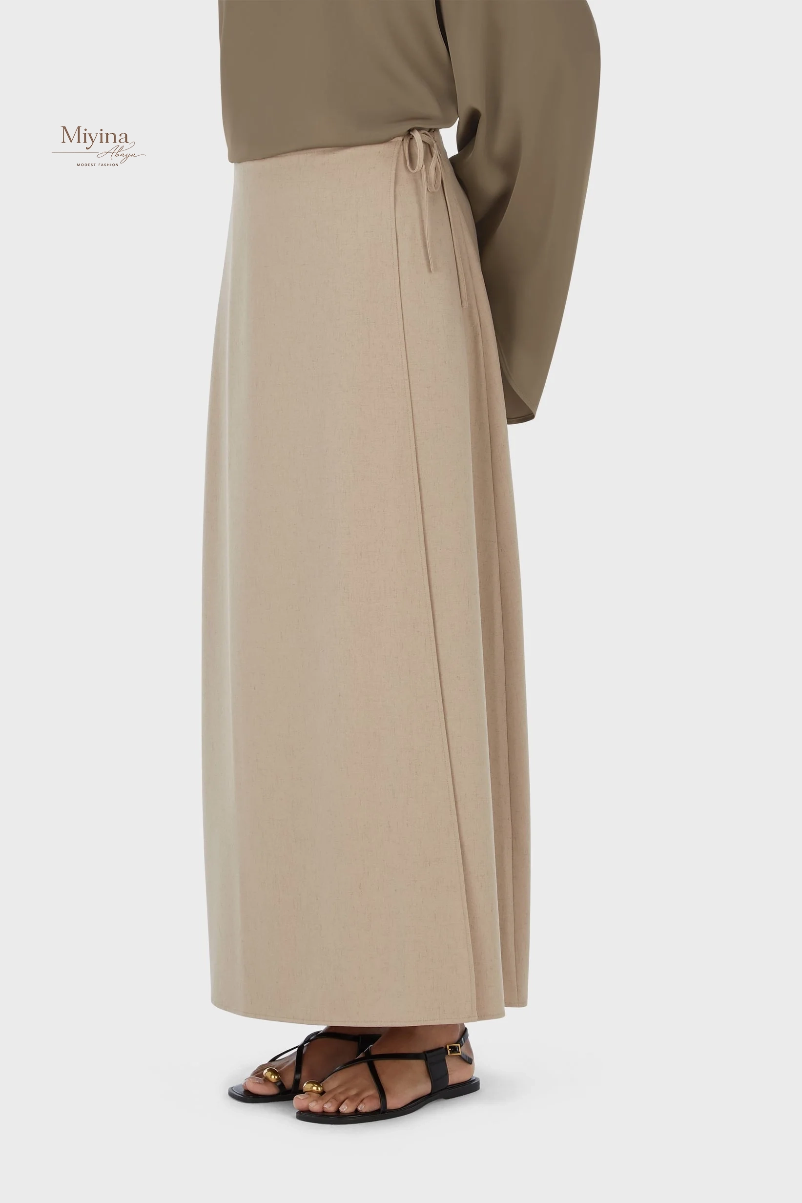 Miyina Wholesale Wrap Skirt White Pepper Custom Clean Elongated Silhouette Muslim Manufacturer
