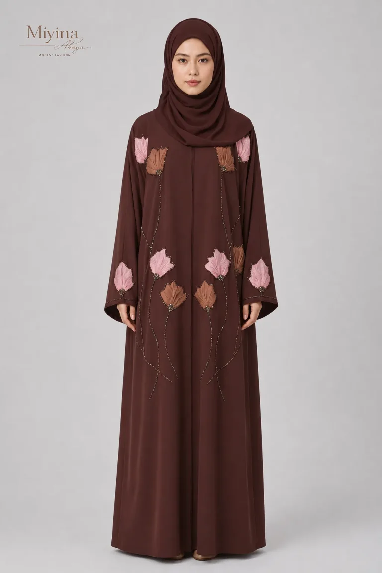 Miyina Wholesale luxury-mahogany-liyana-bloom-open-abaya Manufacturer
