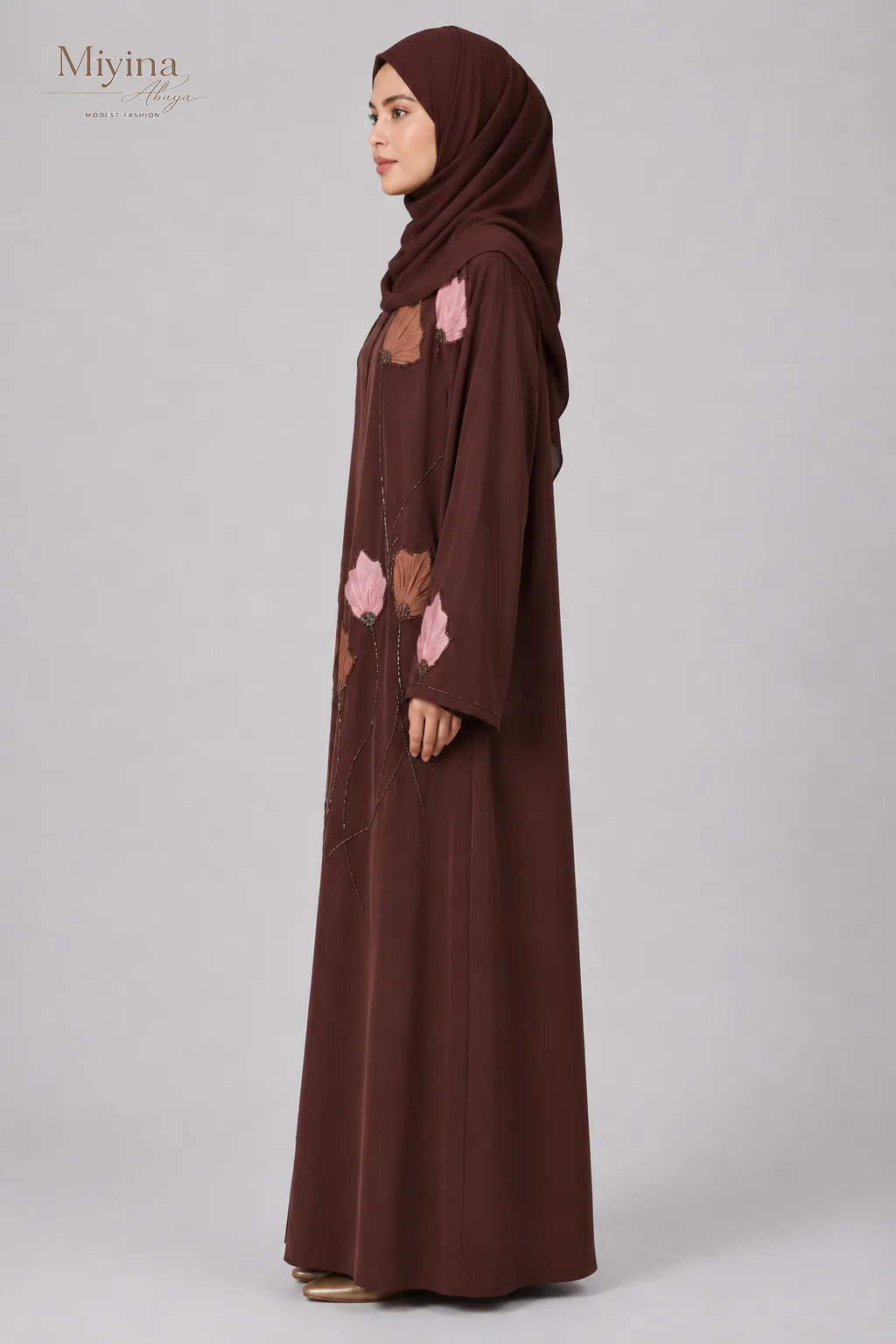 Miyina Wholesale luxury-mahogany-liyana-bloom-open-abaya Manufacturer