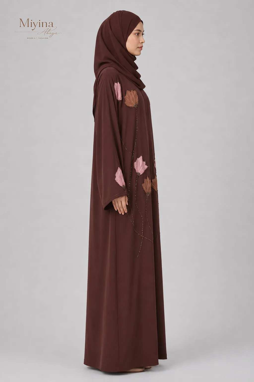 Miyina Wholesale luxury-mahogany-liyana-bloom-open-abaya Manufacturer