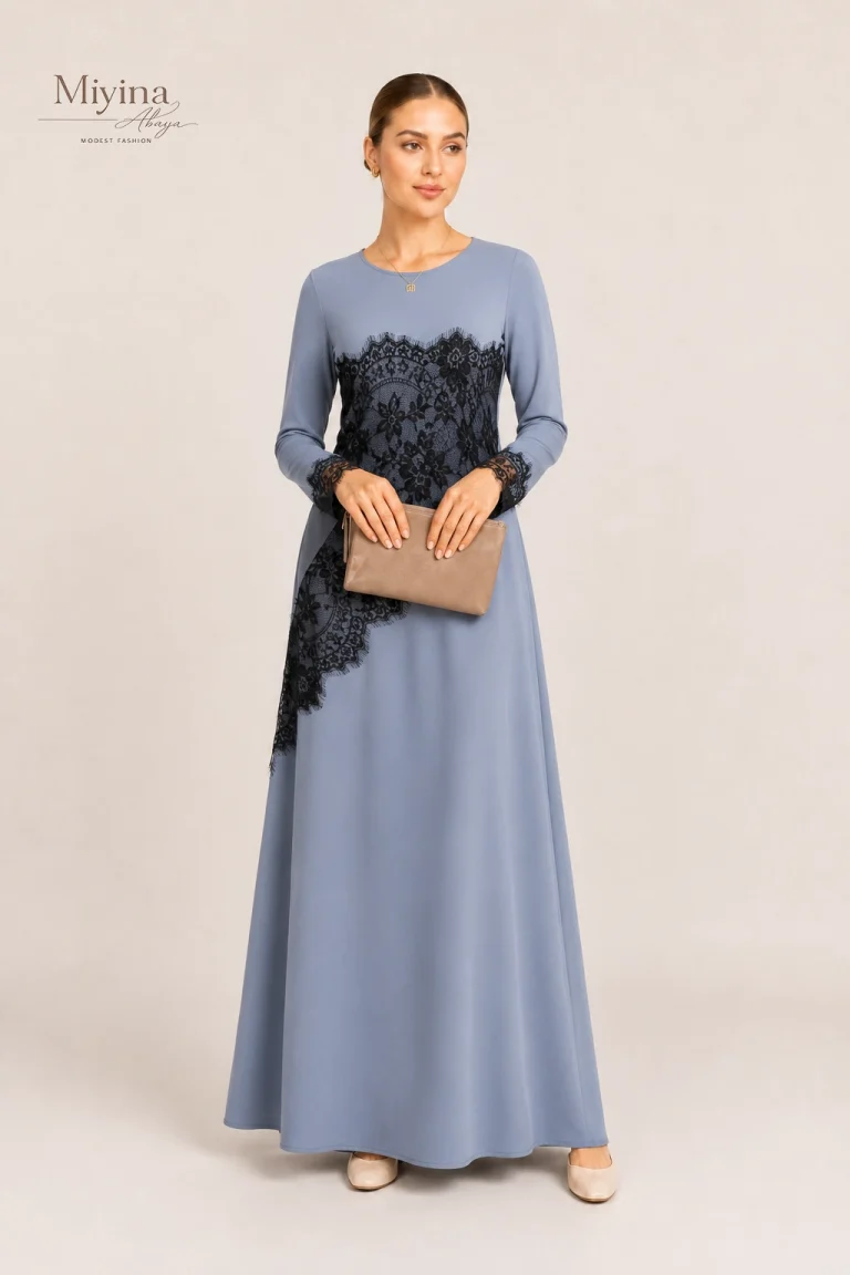 Miyina Elegant Islamic Long Sleeve Dress Details