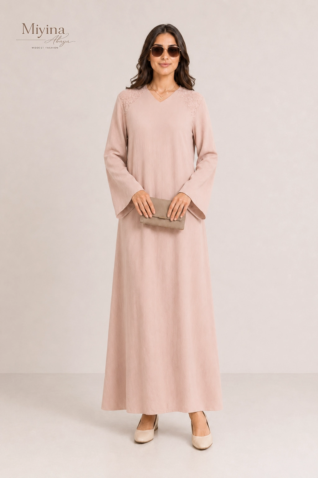 Miyina manufacturer lace trim dress deep rose front view