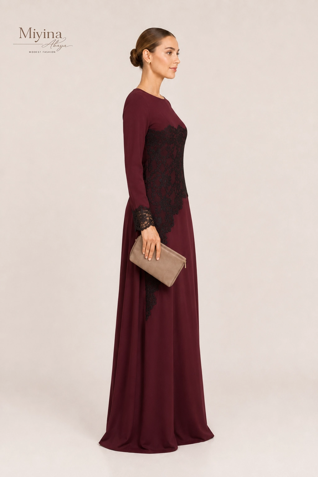 Miyina Modest Women Maxi Dress Side View
