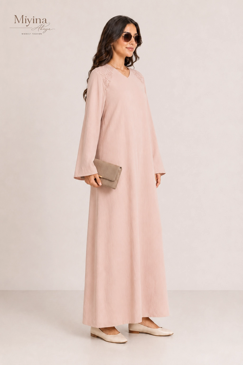 miyina wholesale lace trim dress deep rose side view