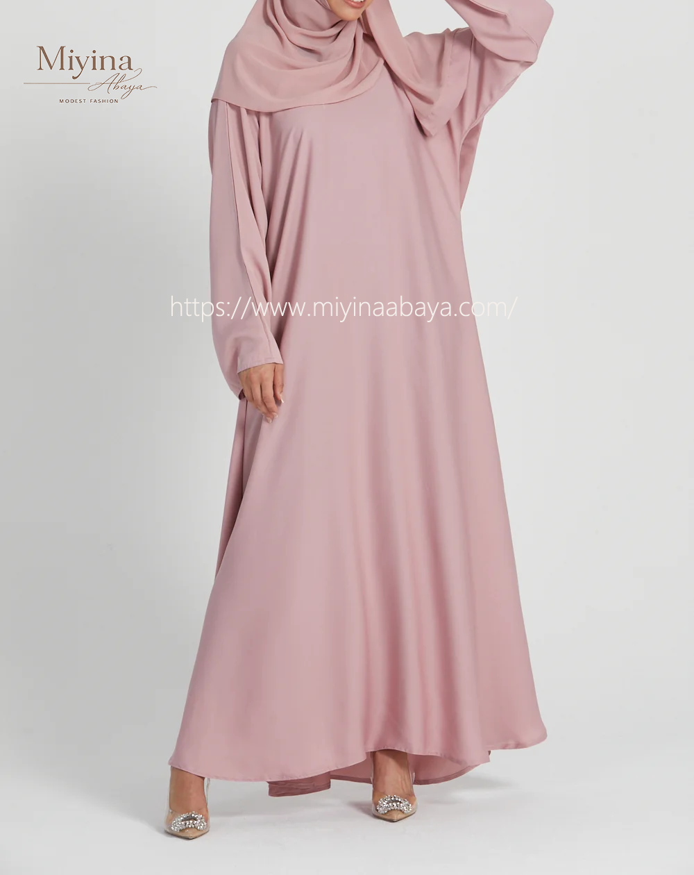 Miyina Custom OEMODM - Blush Umbrella Cut Closed Abaya Premium Dubai Nidha Fabric Wholesale Direct Factory Low MOQ-sku1