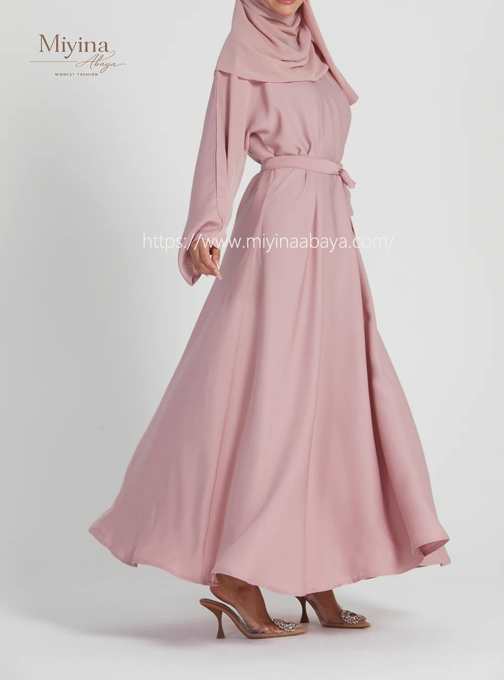 Miyina Custom OEMODM - Blush Umbrella Cut Closed Abaya Premium Dubai Nidha Fabric Wholesale Direct Factory Low MOQ-sku2