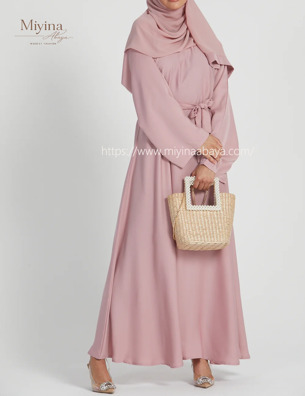 Miyina Custom OEMODM - Blush Umbrella Cut Closed Abaya Premium Dubai Nidha Fabric Wholesale Direct Factory Low MOQ-sku3