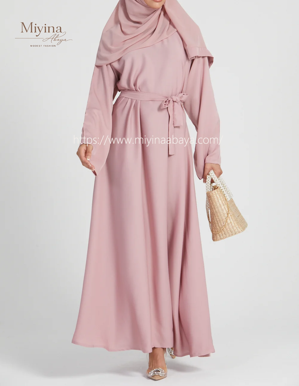 Miyina Custom OEMODM - Blush Umbrella Cut Closed Abaya Premium Dubai Nidha Fabric Wholesale Direct Factory Low MOQ-sku4