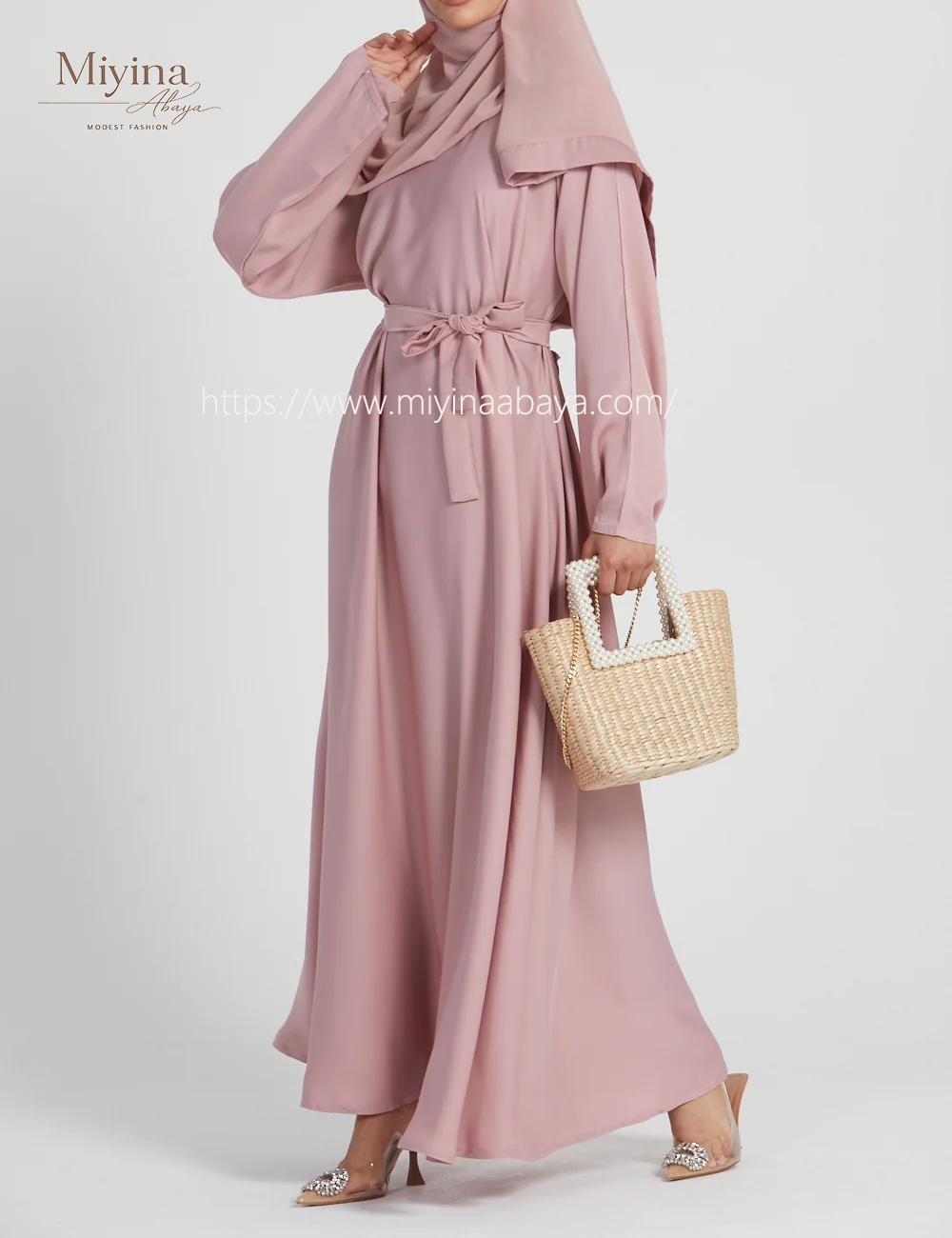 Miyina Custom OEMODM - Blush Umbrella Cut Closed Abaya Premium Dubai Nidha Fabric Wholesale Direct Factory Low MOQ-sku5