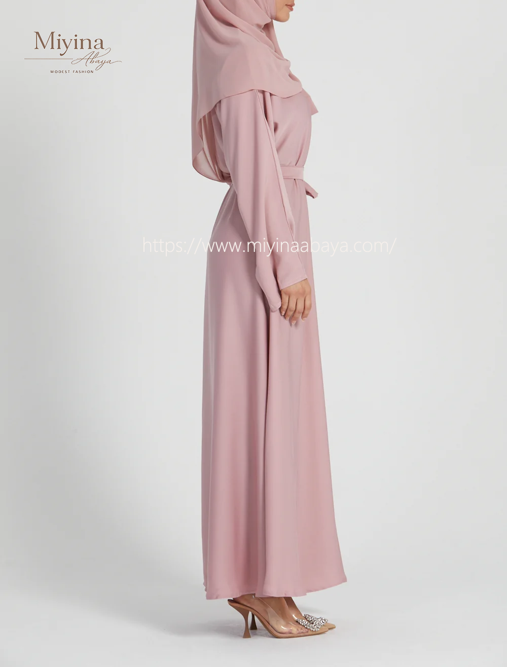Miyina Custom OEMODM - Blush Umbrella Cut Closed Abaya Premium Dubai Nidha Fabric Wholesale Direct Factory Low MOQ-sku6