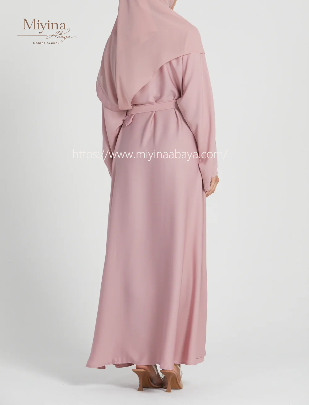 Miyina Custom OEMODM - Blush Umbrella Cut Closed Abaya Premium Dubai Nidha Fabric Wholesale Direct Factory Low MOQ-sku7