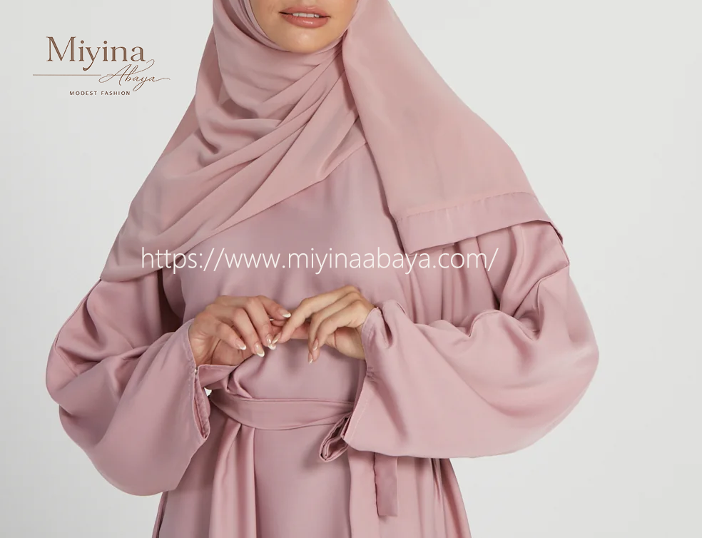 Miyina Custom OEMODM - Blush Umbrella Cut Closed Abaya Premium Dubai Nidha Fabric Wholesale Direct Factory Low MOQ-sku9
